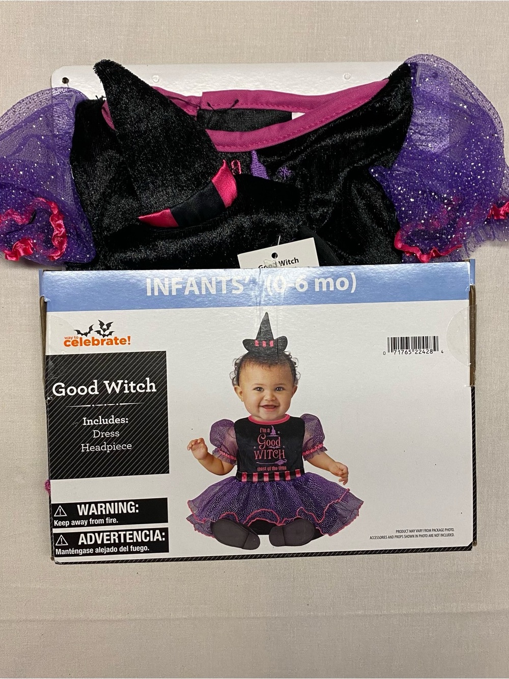 Infant Good Witch Costume – Purple & Black Dress with Headpiece